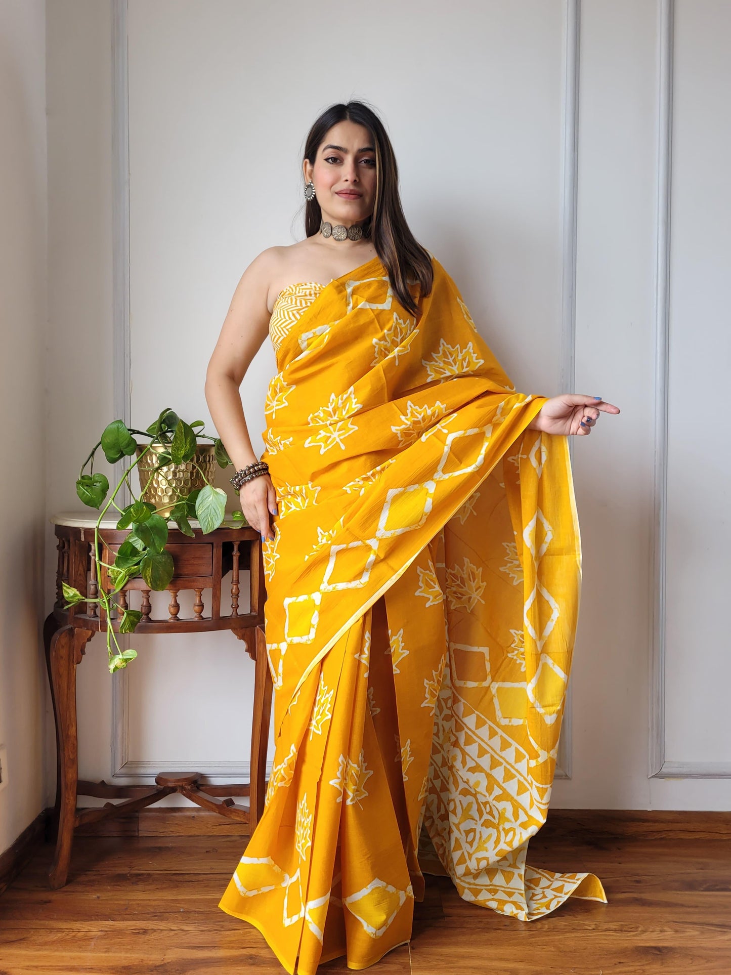 Pure Mulmul Cotton Saree | Bagru Shibori Print