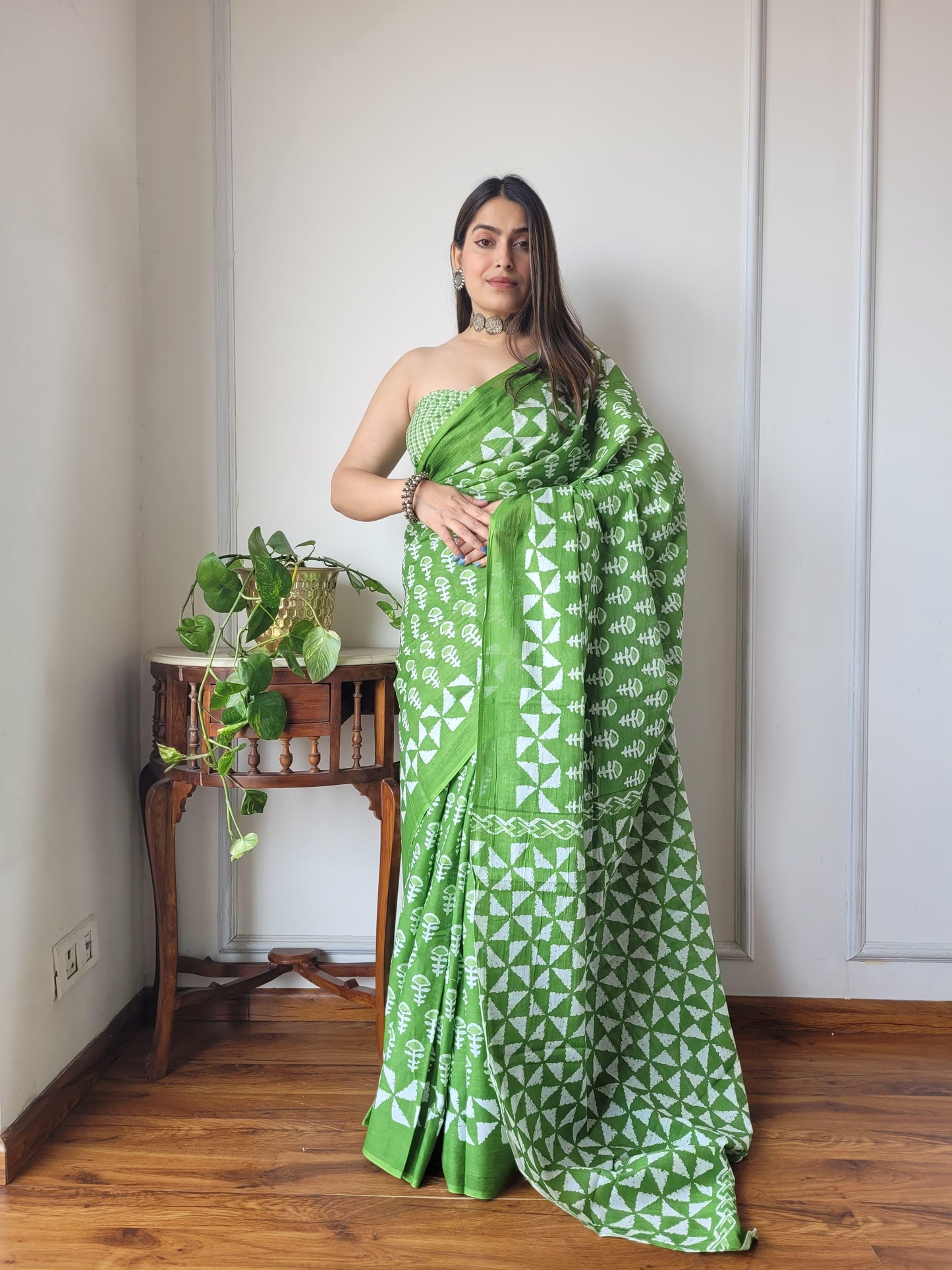 Pure Mulmul Cotton Saree | Bagru Shibori Print