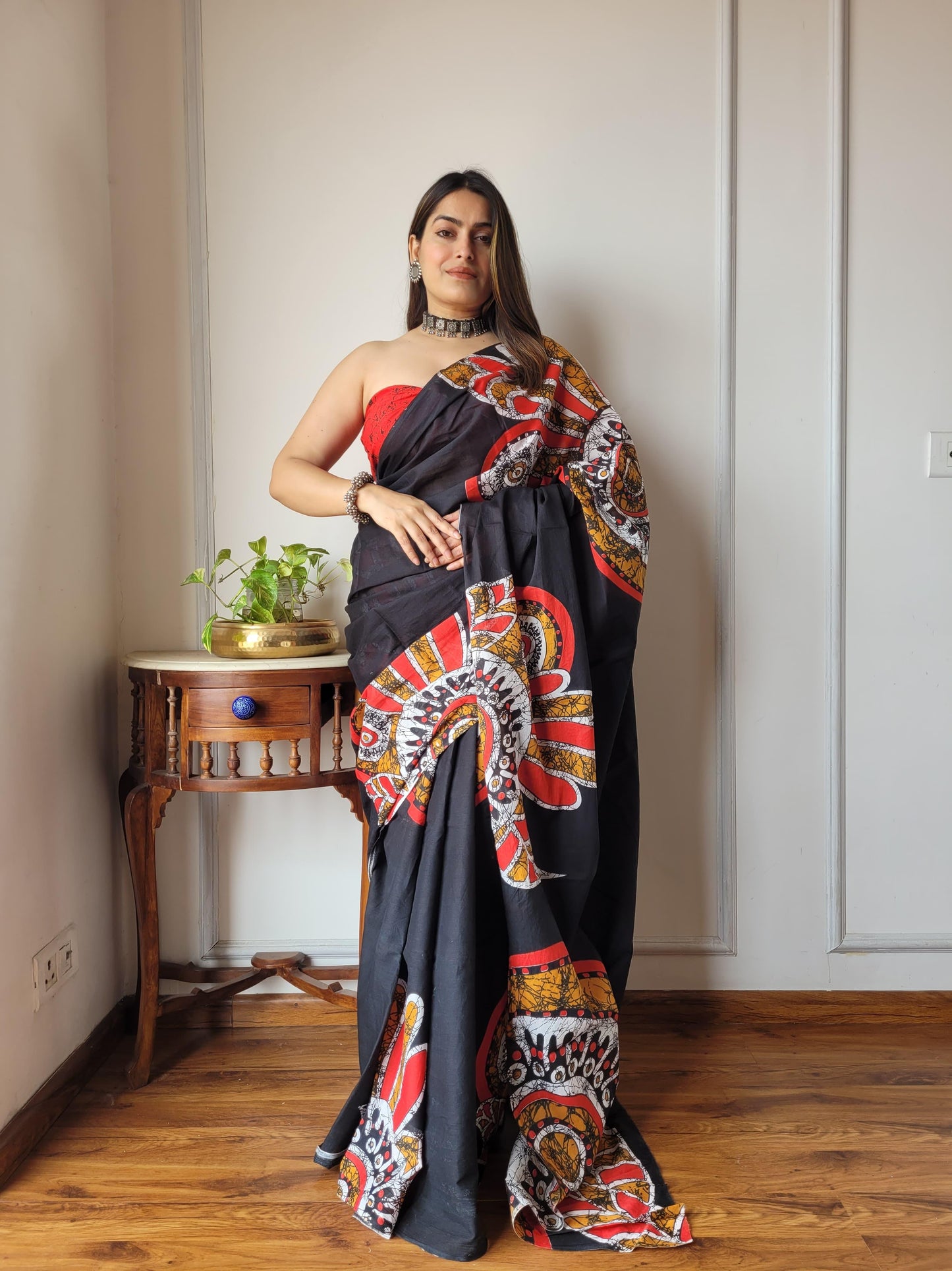 Pure Mulmul Cotton Saree | Bagru Shibori Print
