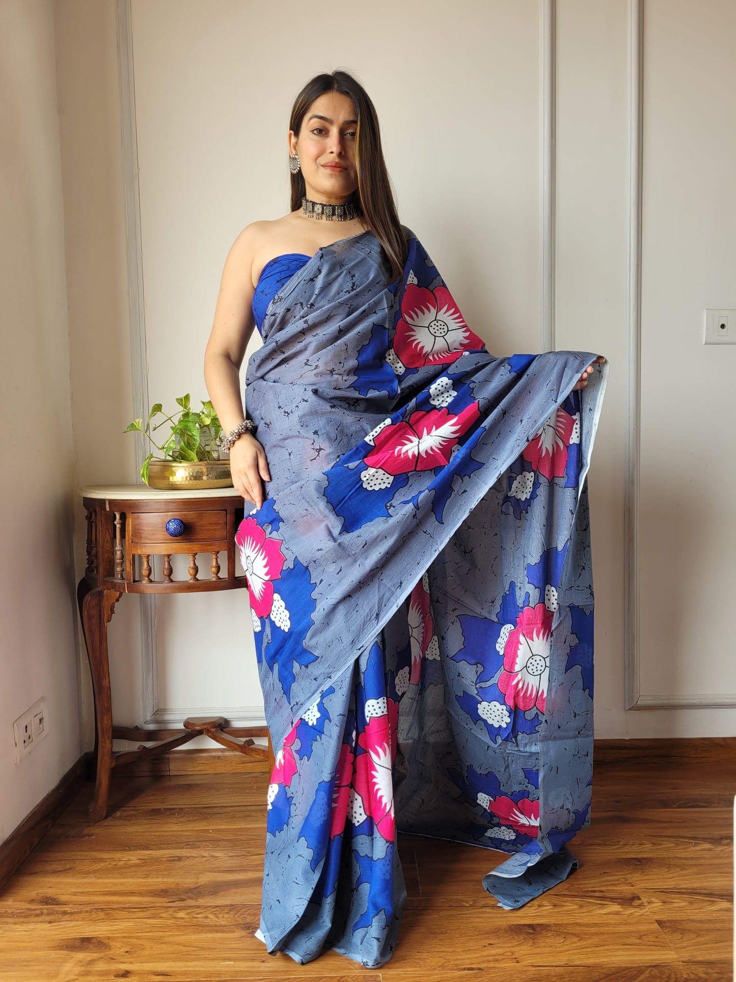 Pure Mulmul Cotton Saree | Bagru Shibori Print