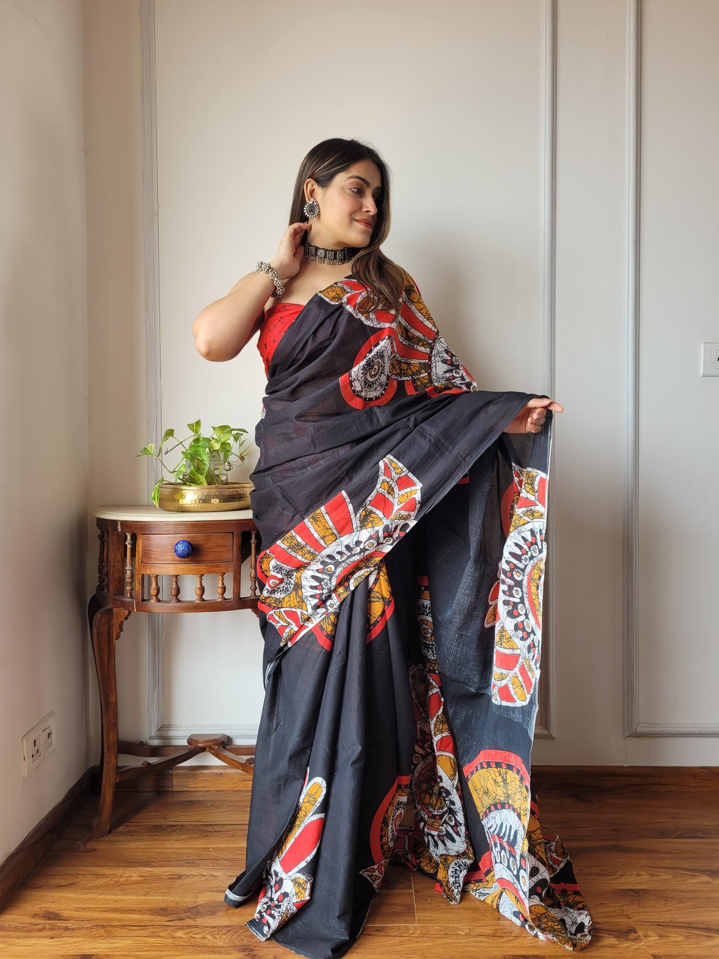 Pure Mulmul Cotton Saree | Bagru Shibori Print
