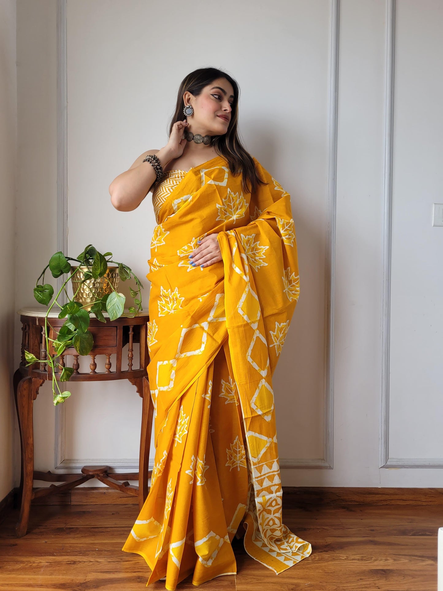 Pure Mulmul Cotton Saree | Bagru Shibori Print