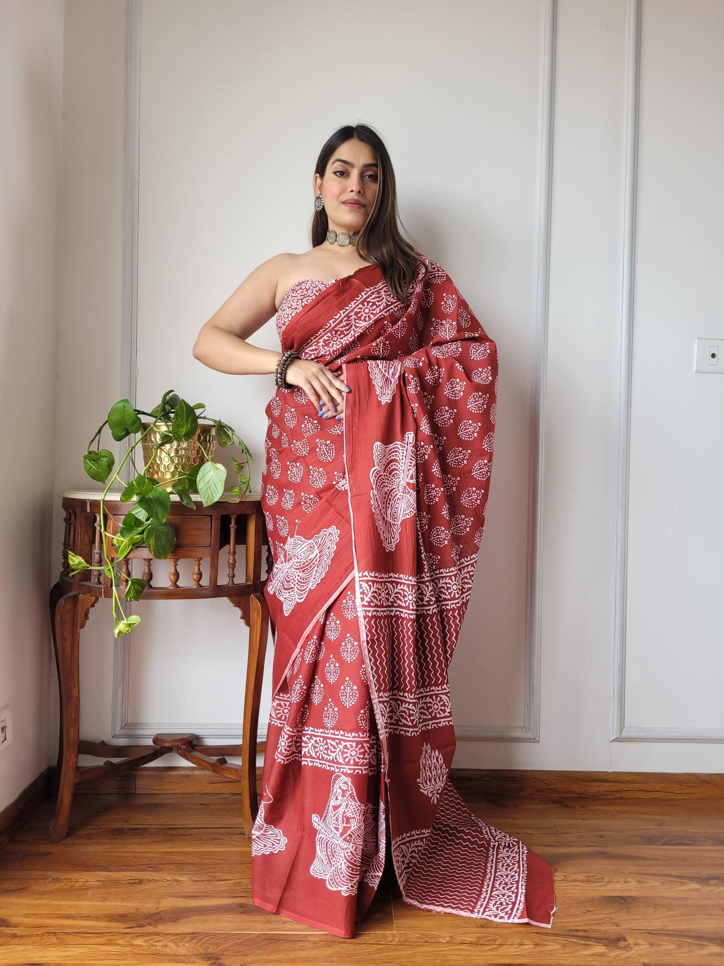 Pure Mulmul Cotton Saree | Bagru Shibori Print
