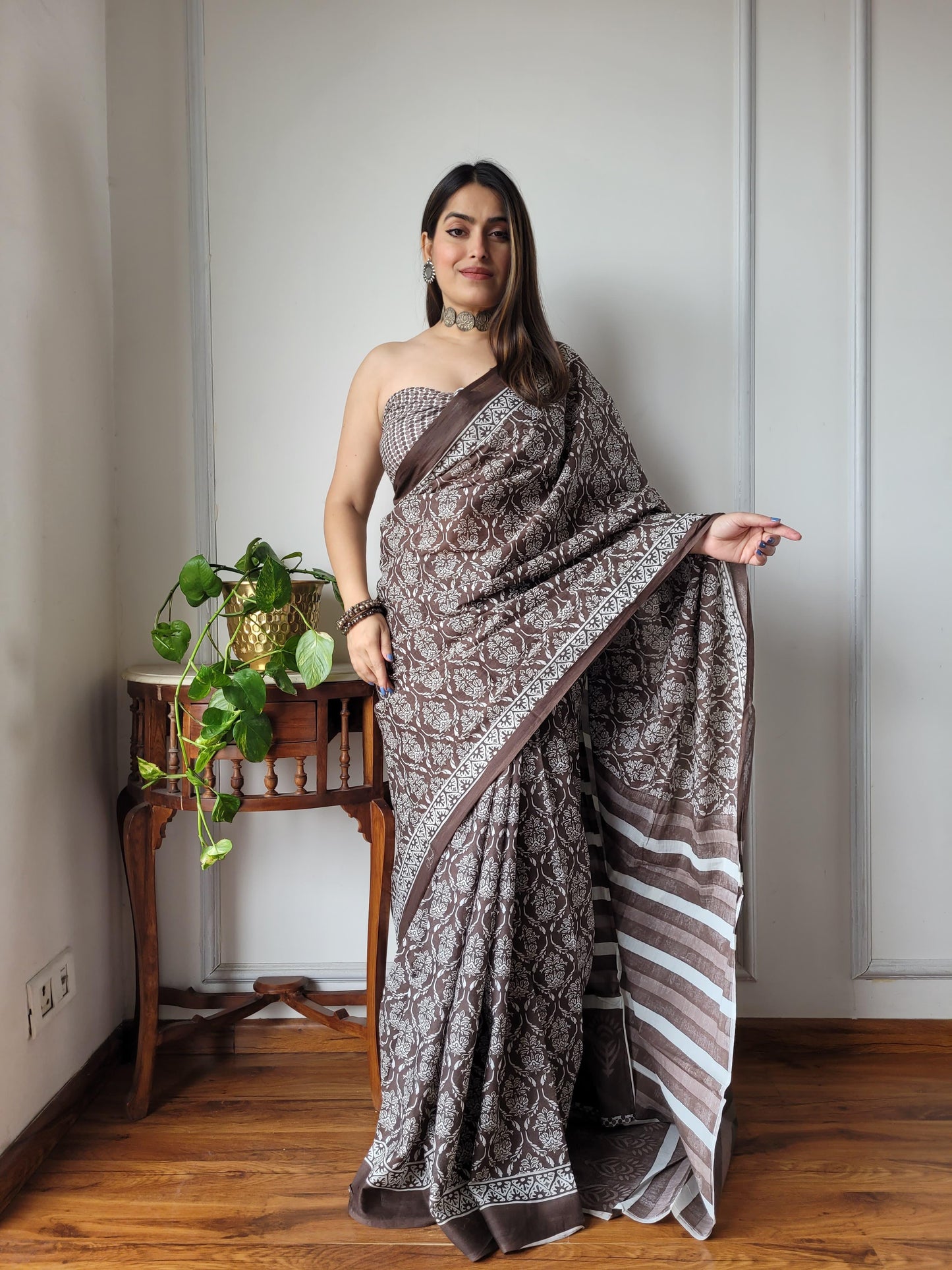 Pure Mulmul Cotton Saree | Bagru Shibori Print