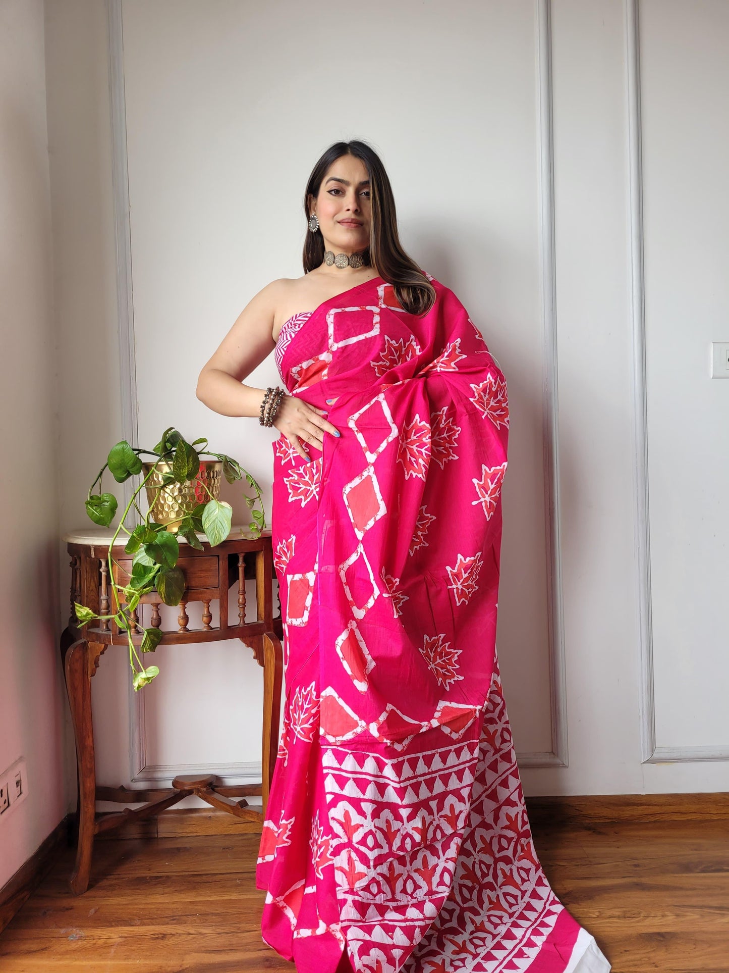 Pure Mulmul Cotton Saree | Bagru Shibori Print