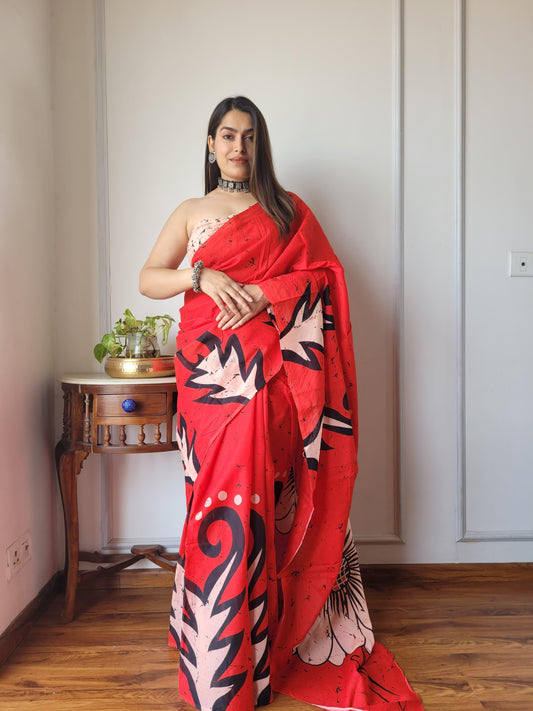 Pure Mulmul Cotton Saree | Bagru Shibori Print