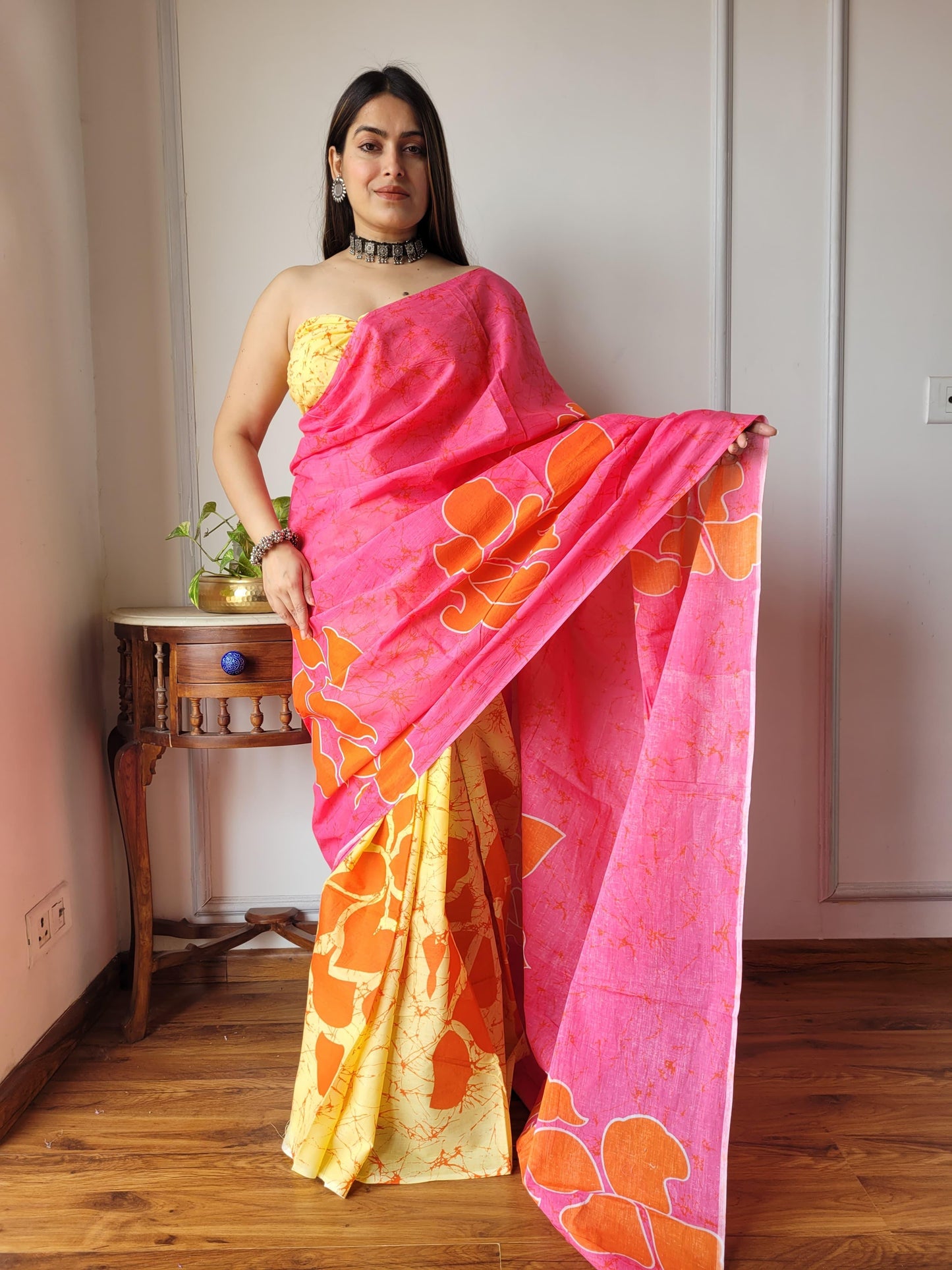 Pure Mulmul Cotton Saree | Bagru Shibori Print