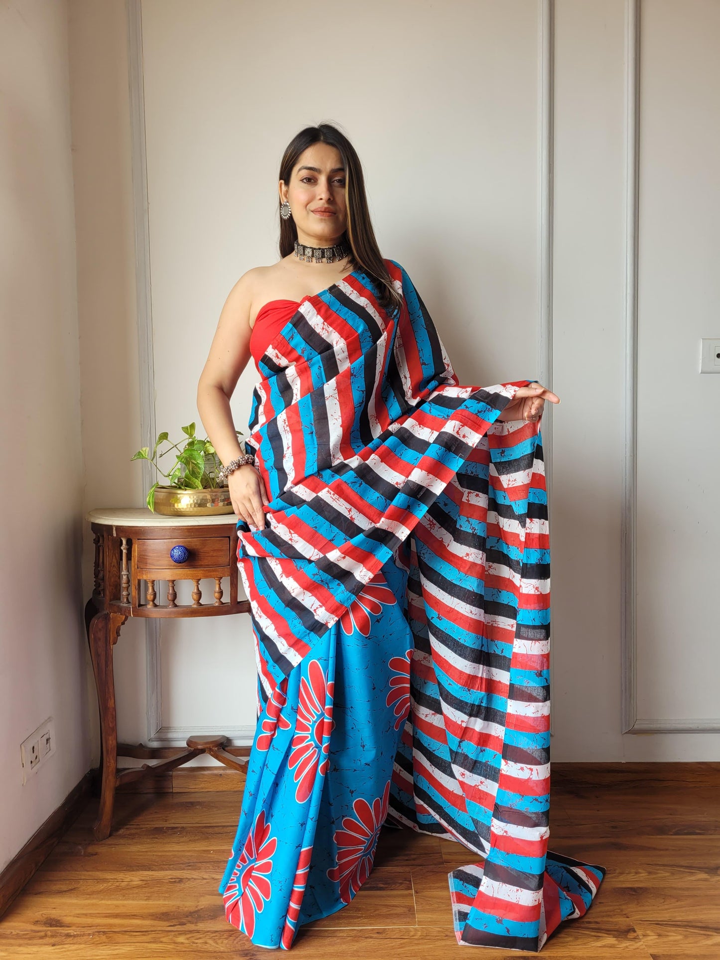 Pure Mulmul Cotton Saree | Bagru Shibori Print