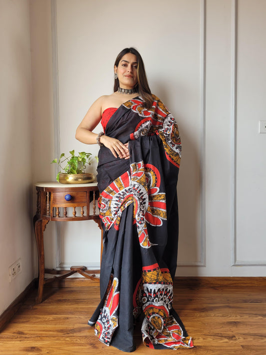 Pure Mulmul Cotton Saree | Bagru Shibori Print