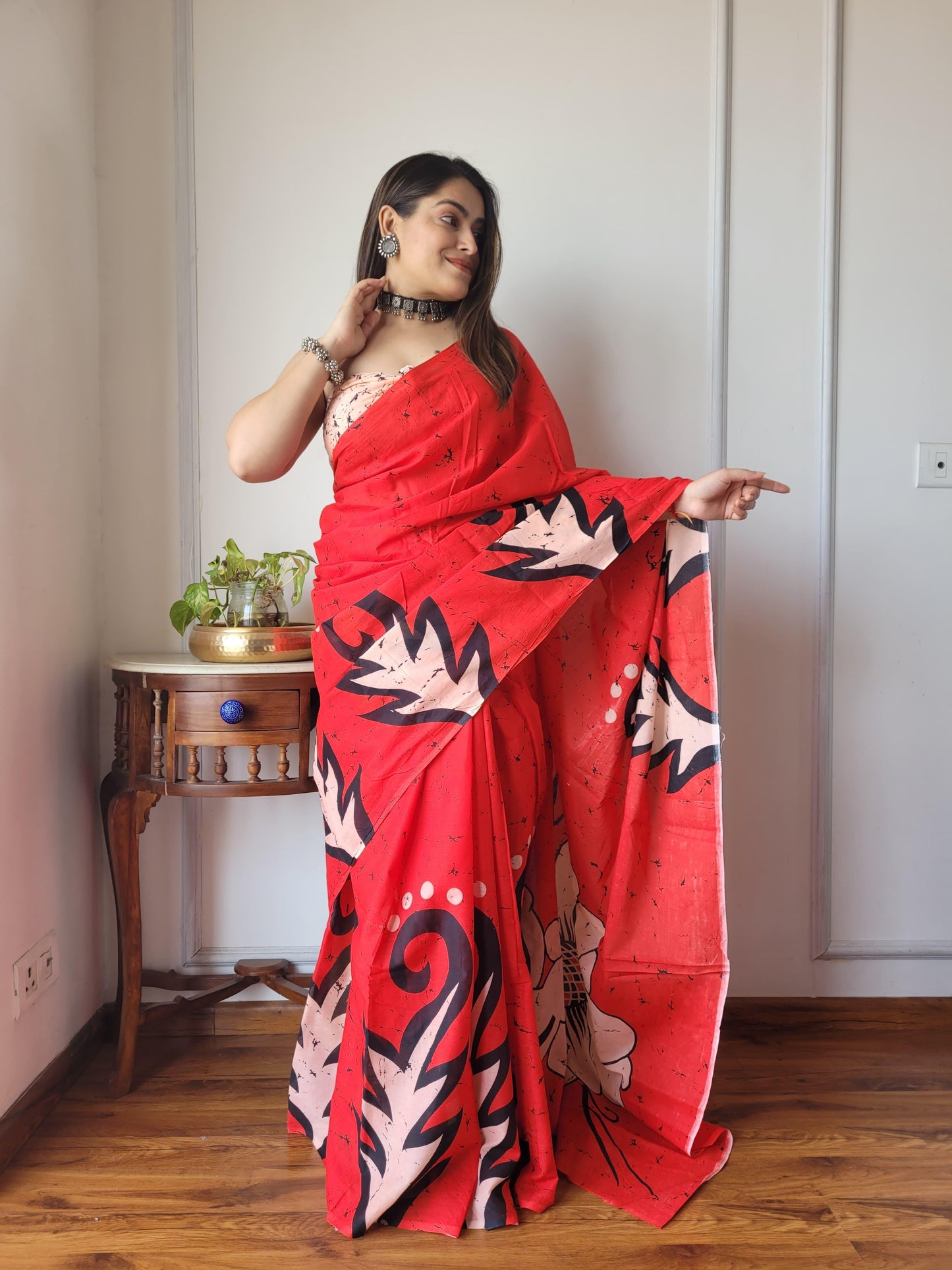 Pure Mulmul Cotton Saree | Bagru Shibori Print