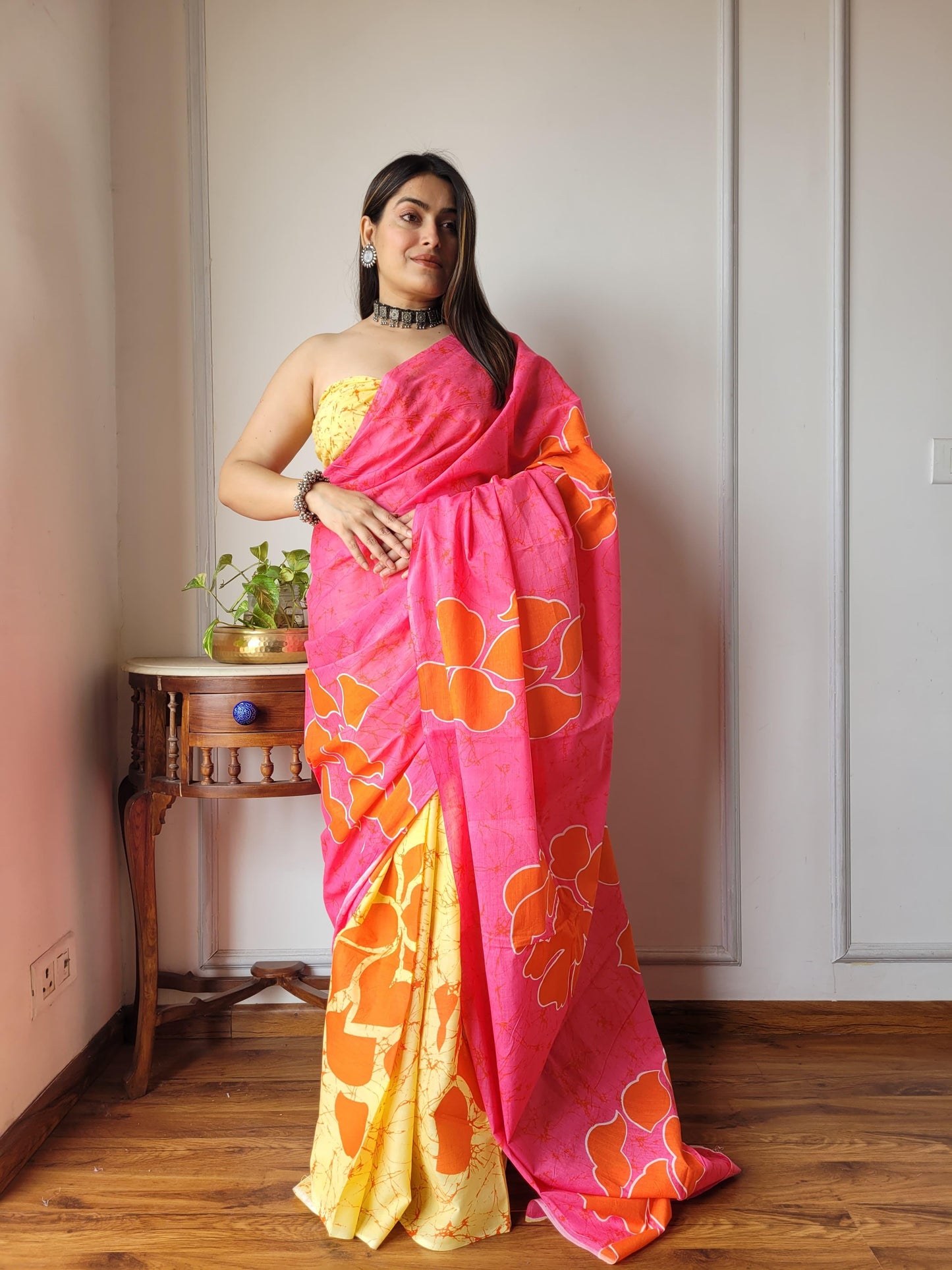 Pure Mulmul Cotton Saree | Bagru Shibori Print