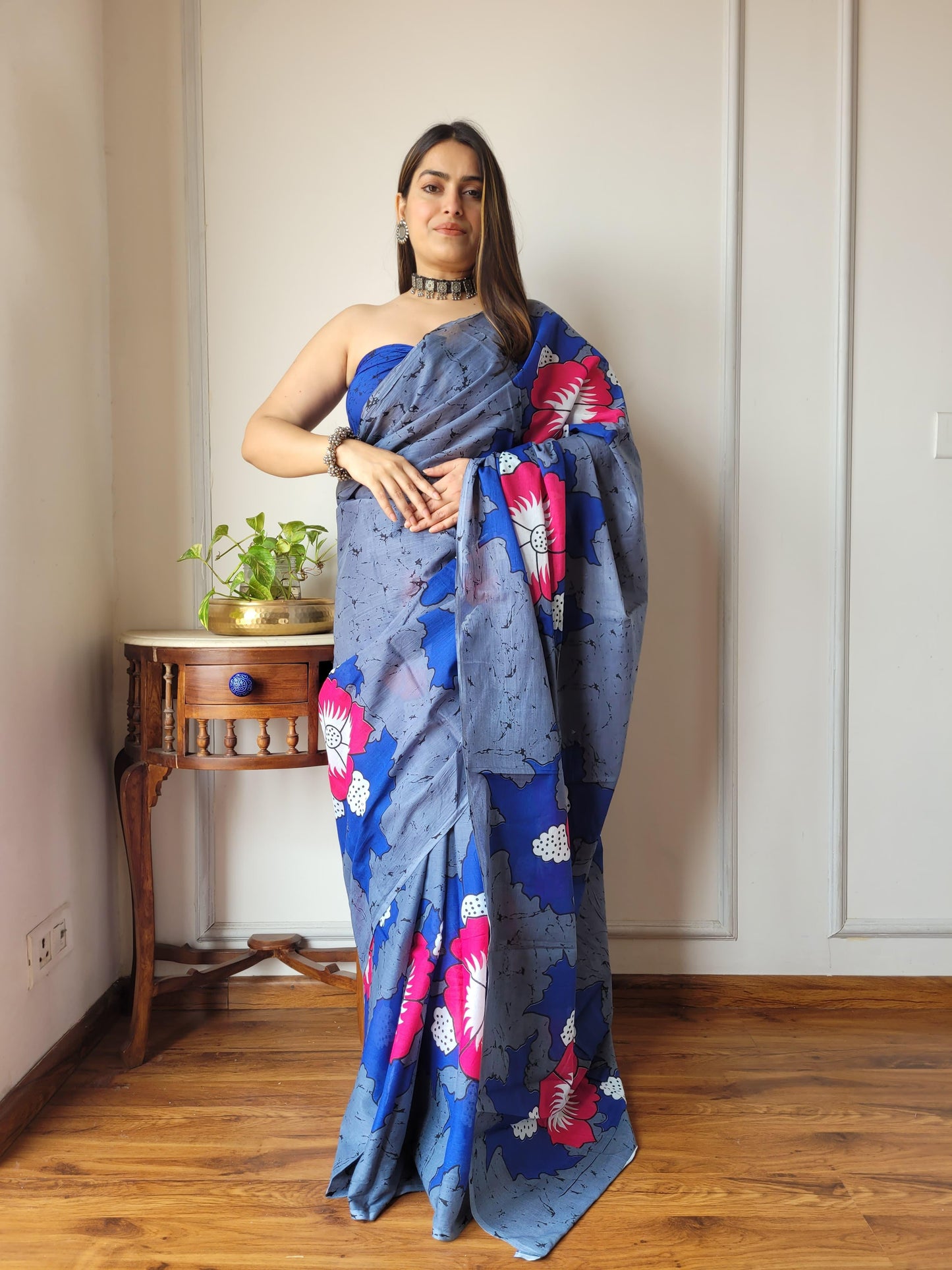 Pure Mulmul Cotton Saree | Bagru Shibori Print