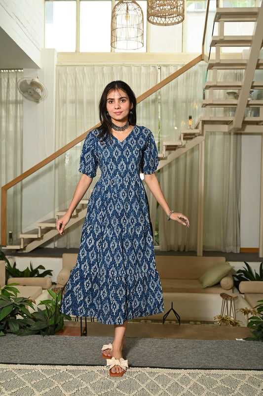 Traditional Bagru Hand Block Printed Cotton Frill Dress